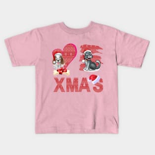 XMAS SANTA CAT DOG PACK 3 STICKER Kids T-Shirt